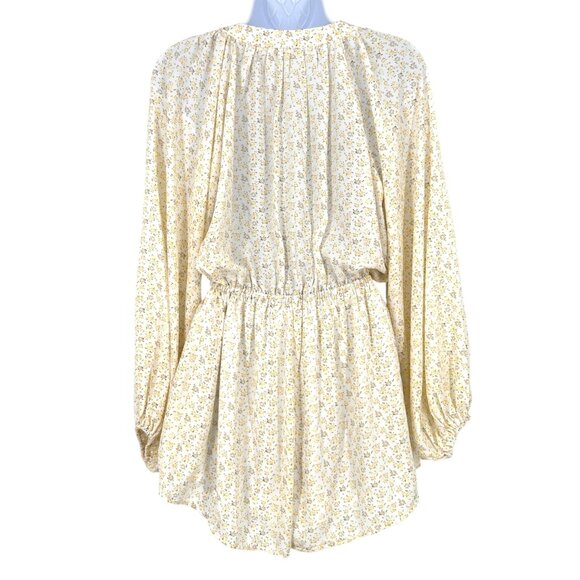 Line & Dot Mimi Floral Long Sleeve Romper Yellow White Size Small - Picture 6 of 13